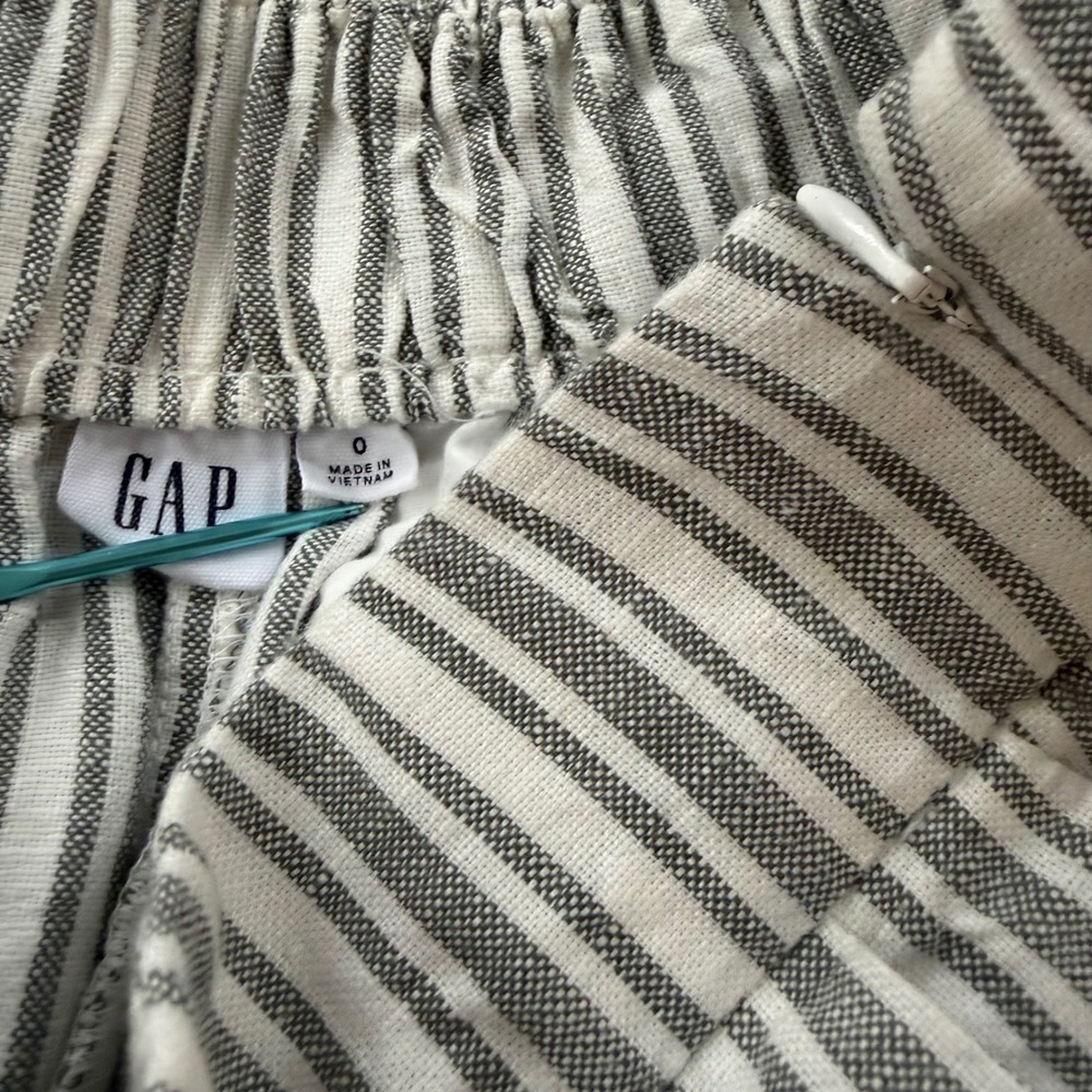 Gap Womens 0 Striped Linen Cotton Cropped Wide Leg Culottes Striped Coastal - Picture 6 of 8